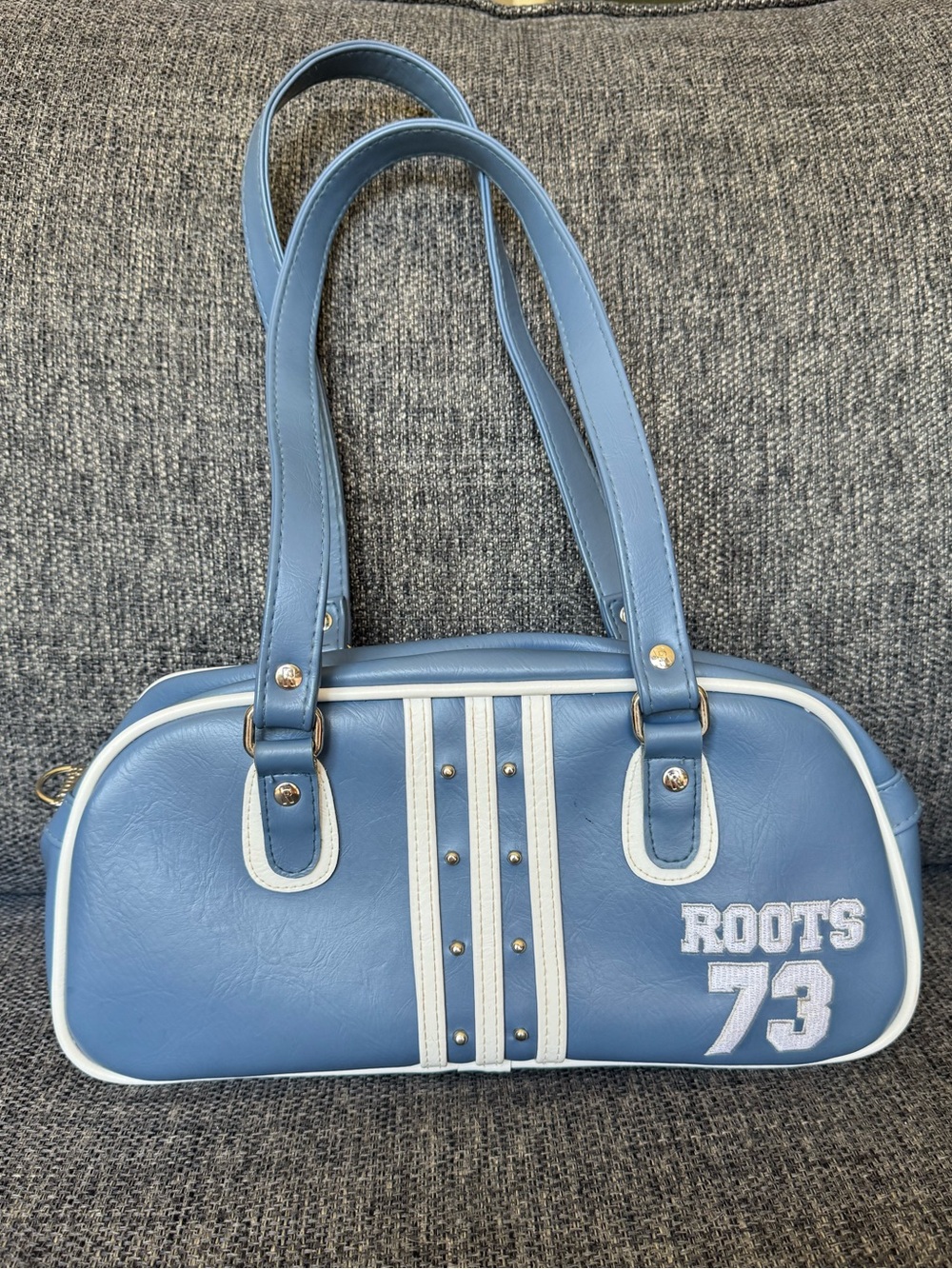 RARE Y2K Roots 73 Sporty Variety Purse With White Stripes & Silver Studs